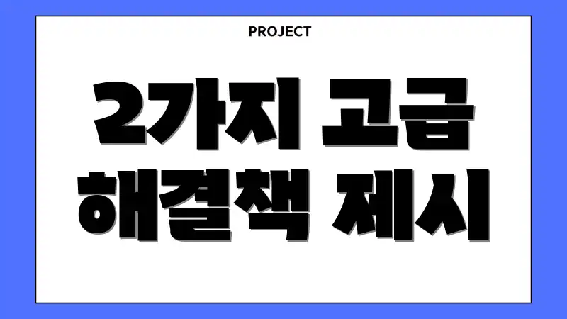 2가지 고급 해결책 제시