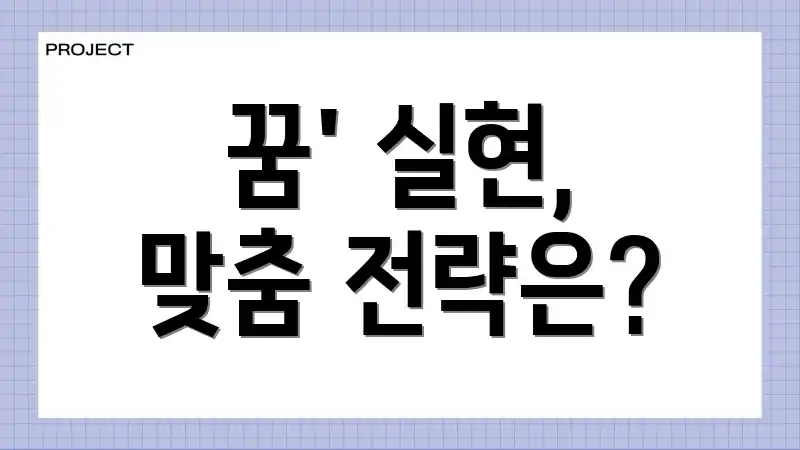 꿈' 실현, 맞춤 전략은?